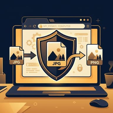 Illustration of a shield protecting photos during private browser conversion