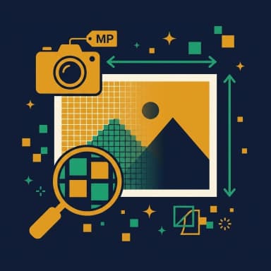 Image Resolution Explained: Pixels, Megapixels, and Quality Illustration of a pixel grid zooming out to reveal a sharp photo with dimension markers