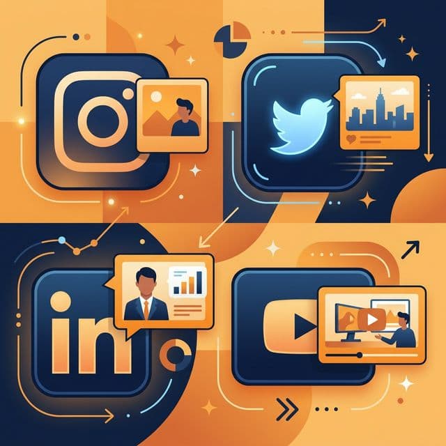 Complete guide to exact image sizes for every social media platform in 2025 Illustration showing various social media platforms with their specific image size requirements for Instagram YouTube Twitter and LinkedIn